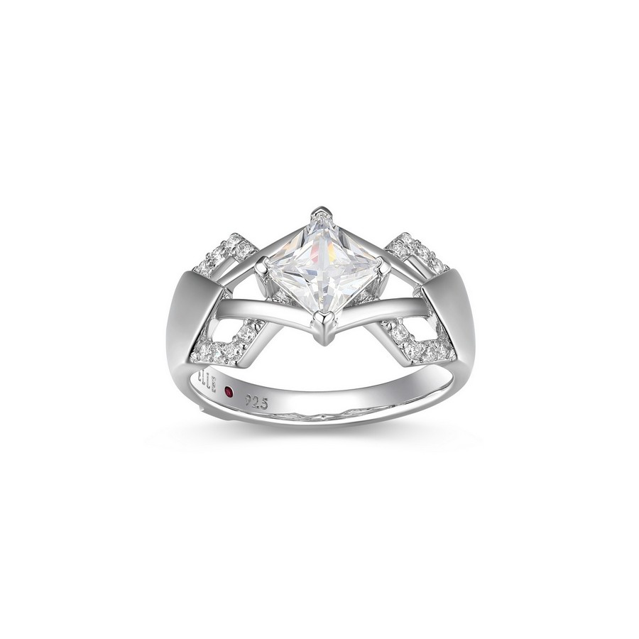ELLE - BAGUE FORME GÉOMÉTRIQUE ET CZ CARRÉ ELLE - BAGUE FORME GÉOMÉTRIQUE ET CZ CARRÉ